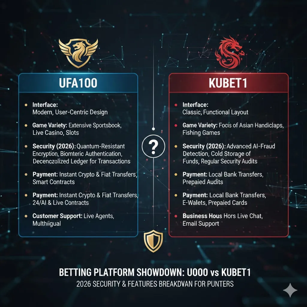 เลือกเว็บไหนดี? ufa100 vs kubet1 เจาะลึกความต่างและระบบความปลอดภัยปี 2026 ที่นักเดิมพันต้องรู้